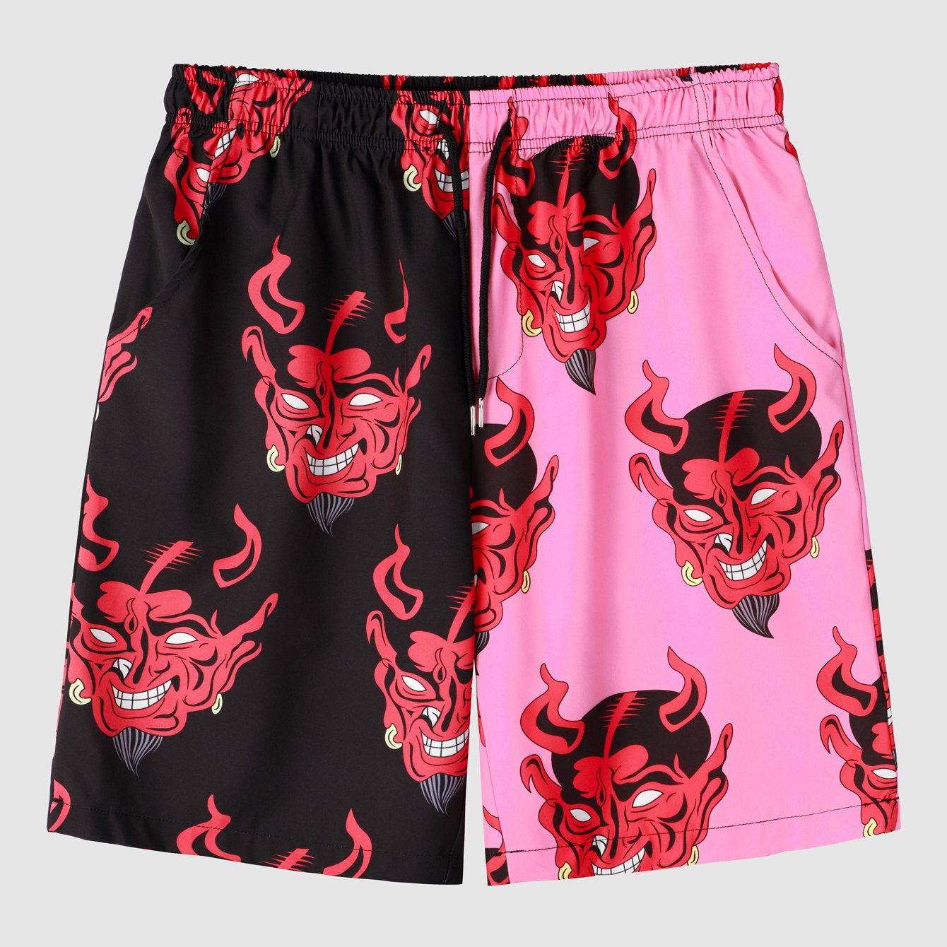 Devil Head Men's Quick Dry Swim Trunks Loose Beach Shorts Swimwear