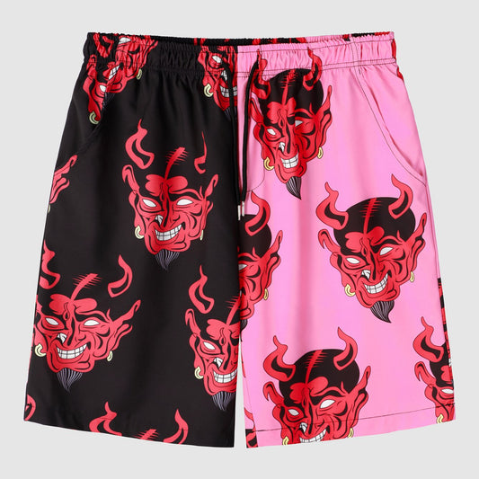 Devil Head Men's Quick Dry Swim Trunks Loose Beach Shorts Swimwear