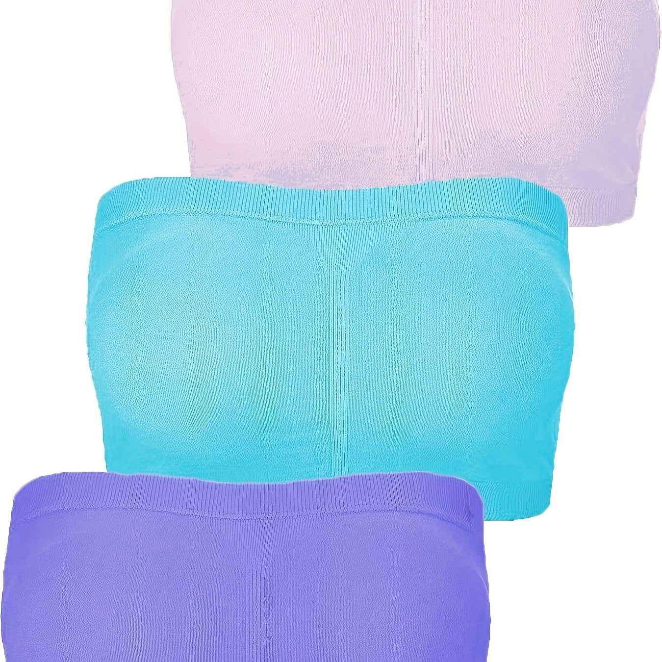 3 Pack Plus Size Seamless Tube Bra Set Women's Plus Medium Stretch Bra Set