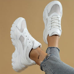Women's Breathable Mesh Chunky Sneakers Casual Lace Up Outdoor Shoes