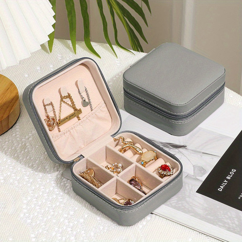 Portable Travel Jewelry Organizer Box PU Leather Storage Case