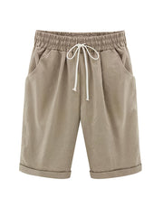 High Rise Drawstring Shorts Women's Plus Solid Casual S