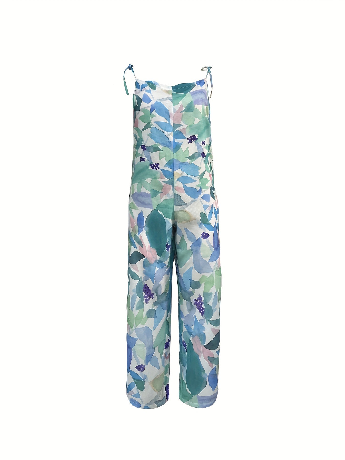 Floral Print Tie Shoulder Overalls