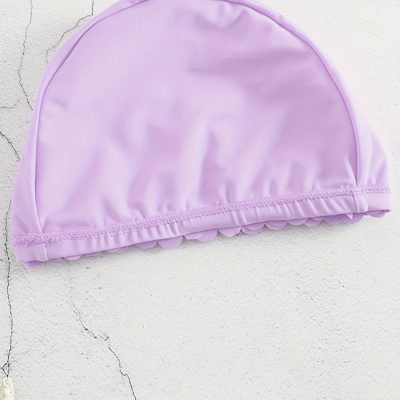Purple Faux Pearl 3D Flower Swim Hat for Women