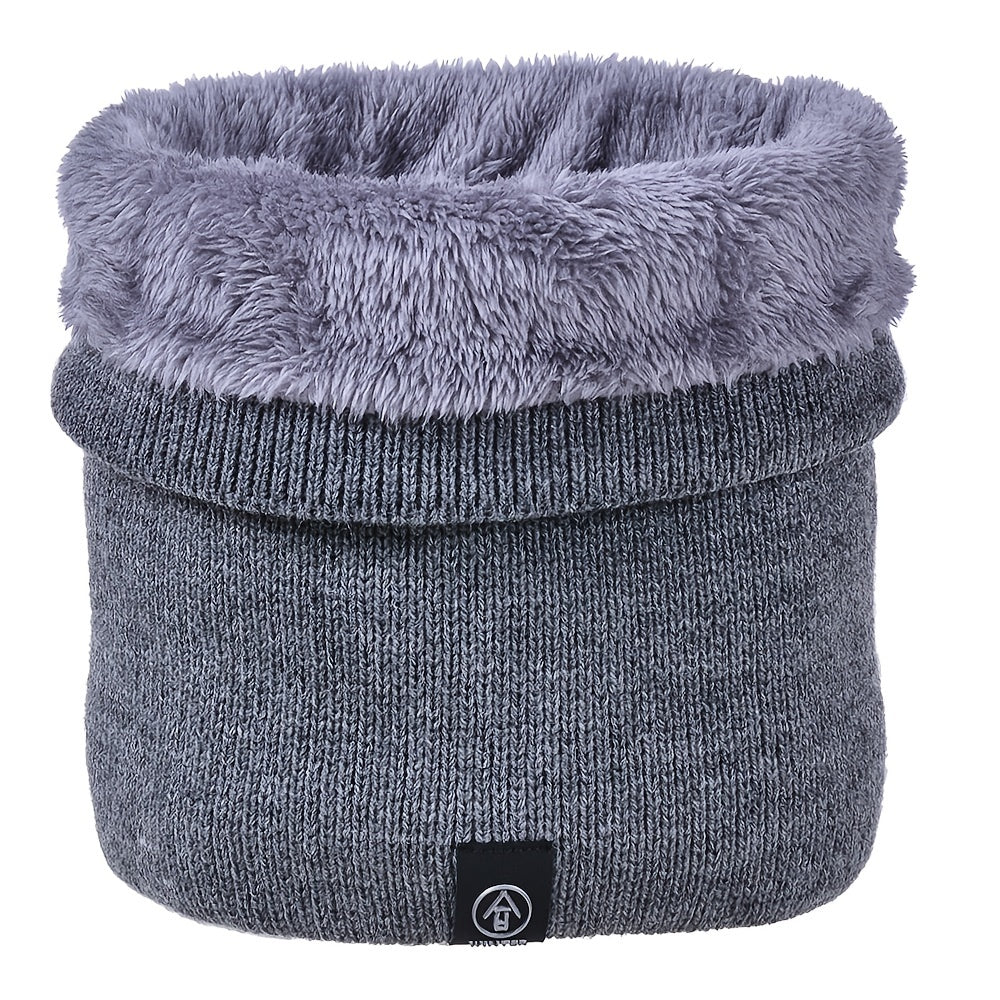 Solid Plush Scarf Leather Marks Neck Warm Head Wrap