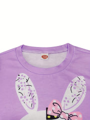 Girls Rabbit Top & Floral Trousers Pajama Set