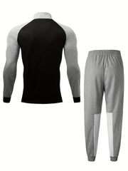 Men's Sports Suit Hooded Jacket & Pants for Gym Training