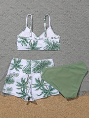 Girls Palm Tree Bikini Tankini Set Summer Beach Bathing Suits