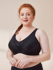 Plus Size Women's Floral Jacquard Full Cover Wireless Bra
