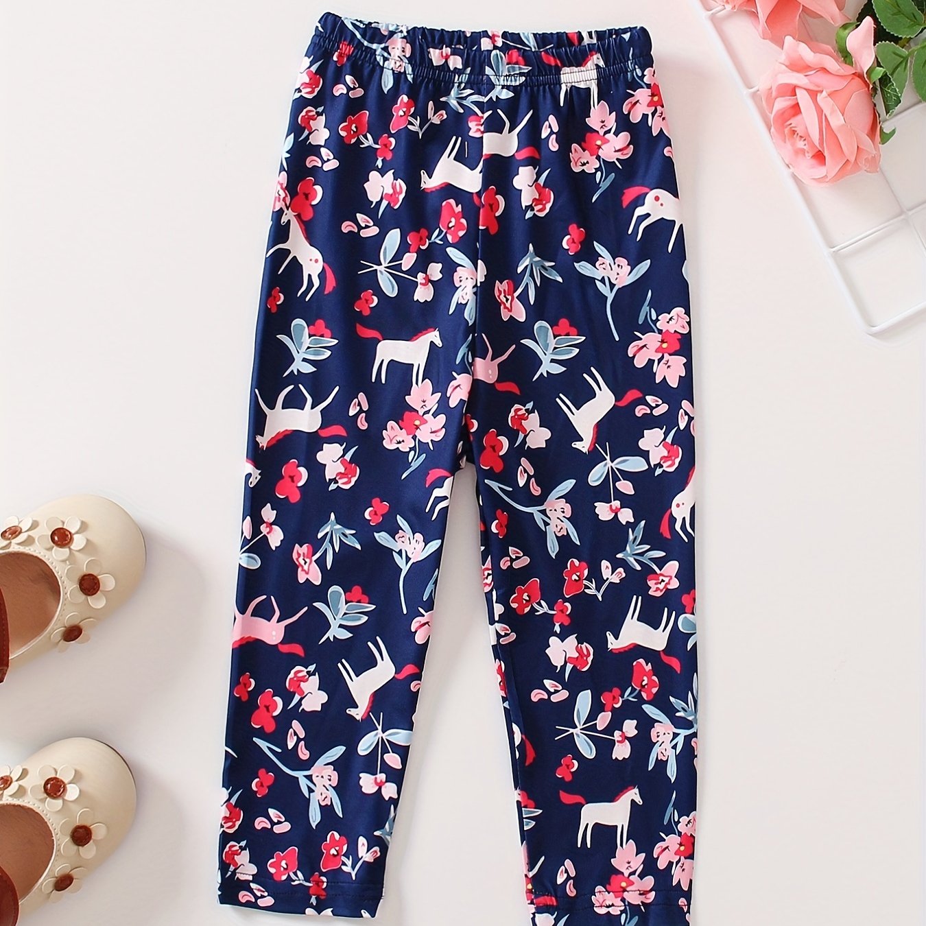 Toddler Girls Floral Unicorn Leggings Summer Clothes
