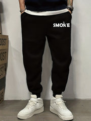 Smoke Letter Print Joggers Men's Pants for Spring Summer