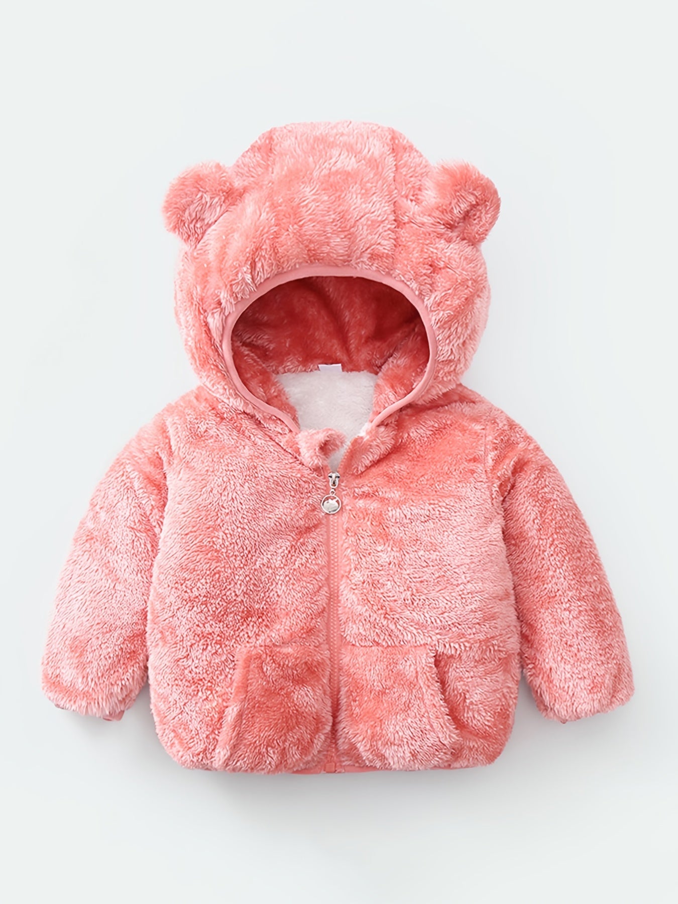 Infant Double Layer Fleece Hooded Jacket Zipper Coat