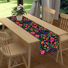 Mexican Style Table Runner Colorful Flowers Seasonal Anniversary Kitchen Dining