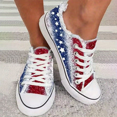 Women's Star Pattern Canvas Shoes Casual Lace Up Outdoor Shoes Lightweight