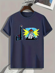 Lighthouse Print Men's Graphic T shirt for Summer