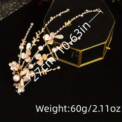 Faux Pearl Flower Head Piece With Earrings Set Wedding Hair Accessories