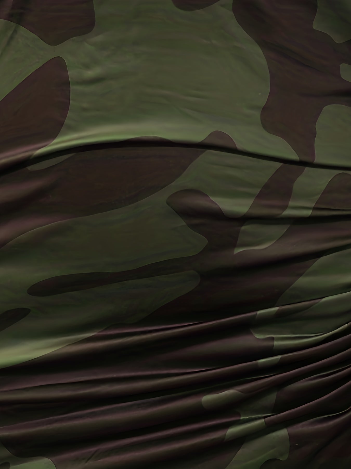 Camo Long Sleeve Round Neck Side Tie Ruched Split Bodycon Midi Dress
