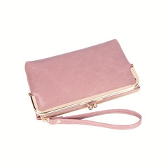 Women's Compact Bifold Wallet Vintage Zipper Kiss Lock Coin Purse
