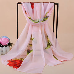 Chiffon Printed Silk Scarf Neckerchief Head Wrap Beach Shawl
