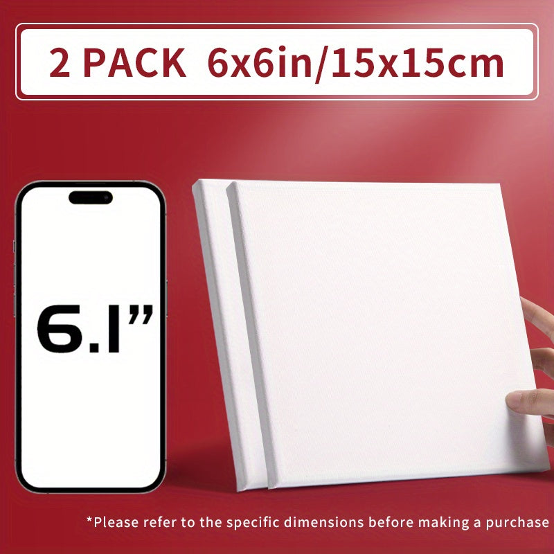 2 Pack Blank Art Canvases with Various Sizes, Primed Supplies for Acrylic Paint