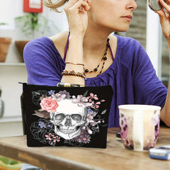 Skull Flowers Makeup Bag Zipper Cosmetic Pouch Toiletry Travel Organizer