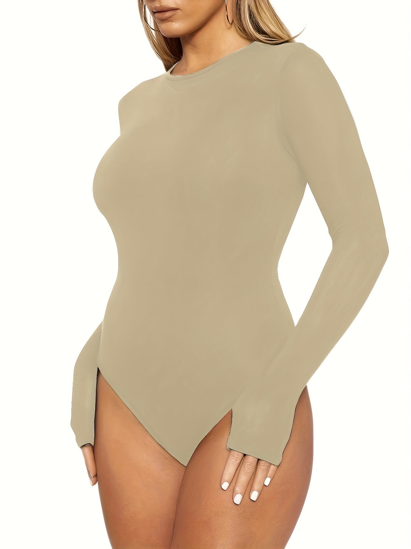 Long Sleeve Sports Jumpsuit Round Neck Bodysuit
