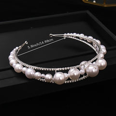 Faux Pearl Rhinestone Crown Headband Wedding Bride Tiara