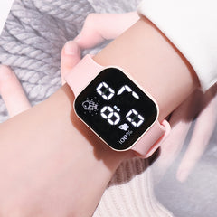 Unisex Kids Digital Watch Clear Display Silicone Band Electronic Wristwatch