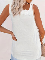 Lace Trim Knot Tank Top Sleeveless Summer Top