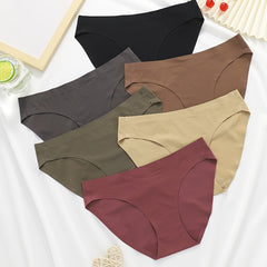 6 Pcs Seamless Hipster Bikini Panties Solid Medium Stretch Women's Underwear