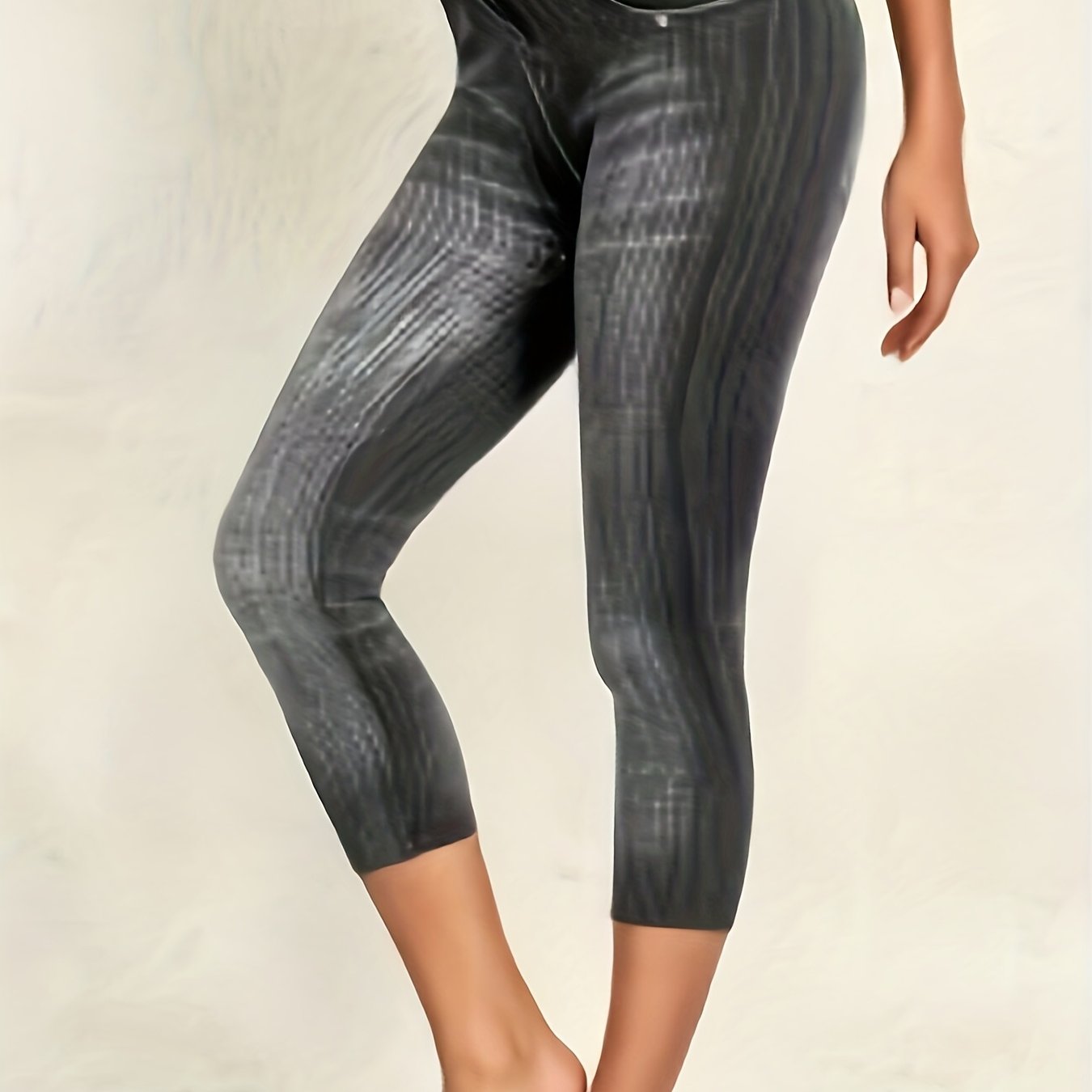 Denim Print Skinny Capris Leggings for Women
