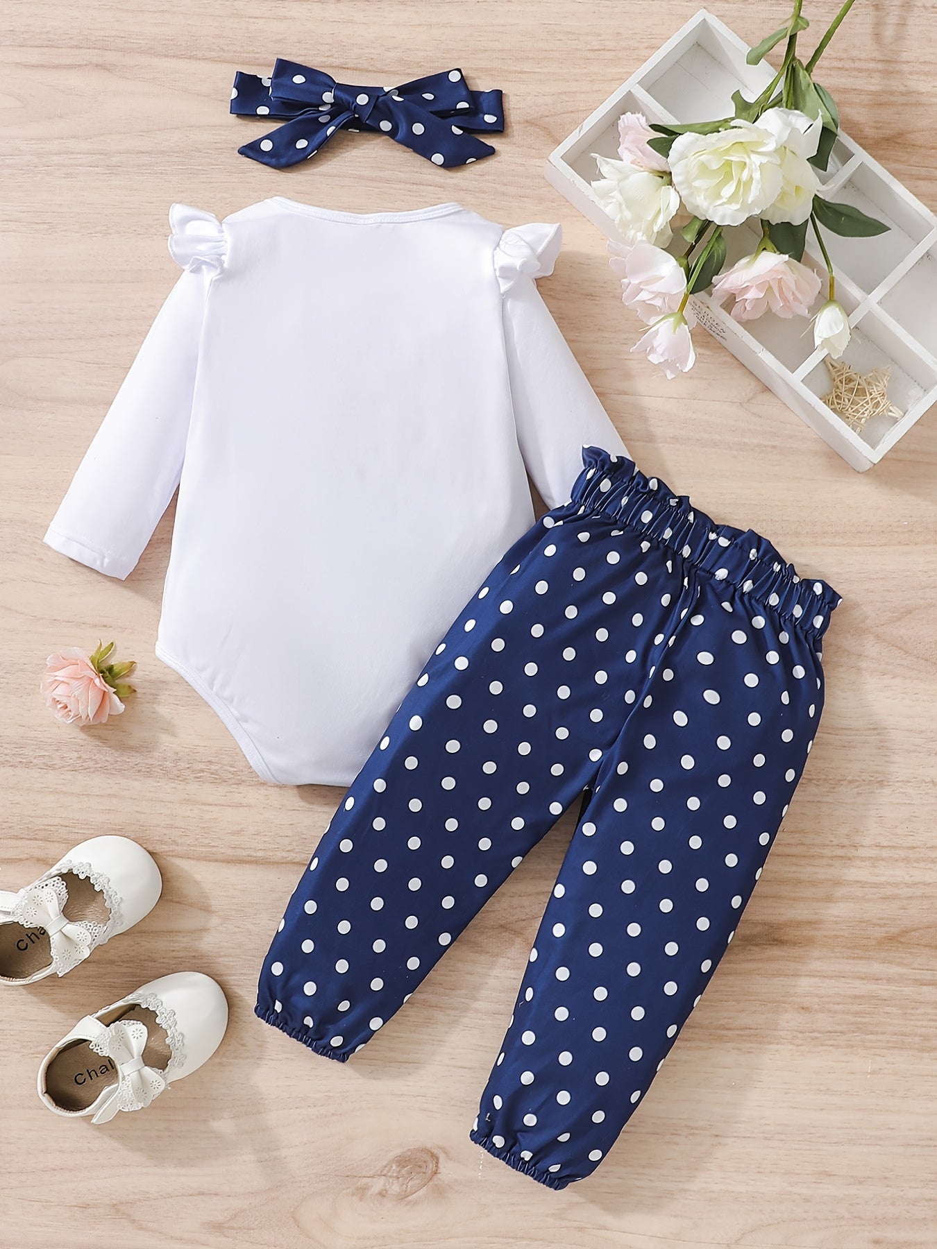 3pcs Baby Girls Casual Mommy Is My Bestie Onesie & Pants Set