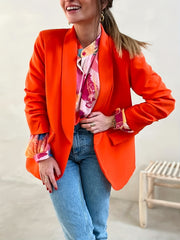 Casual Blouse Women's Plus Colorblock Print Button Up Blouse