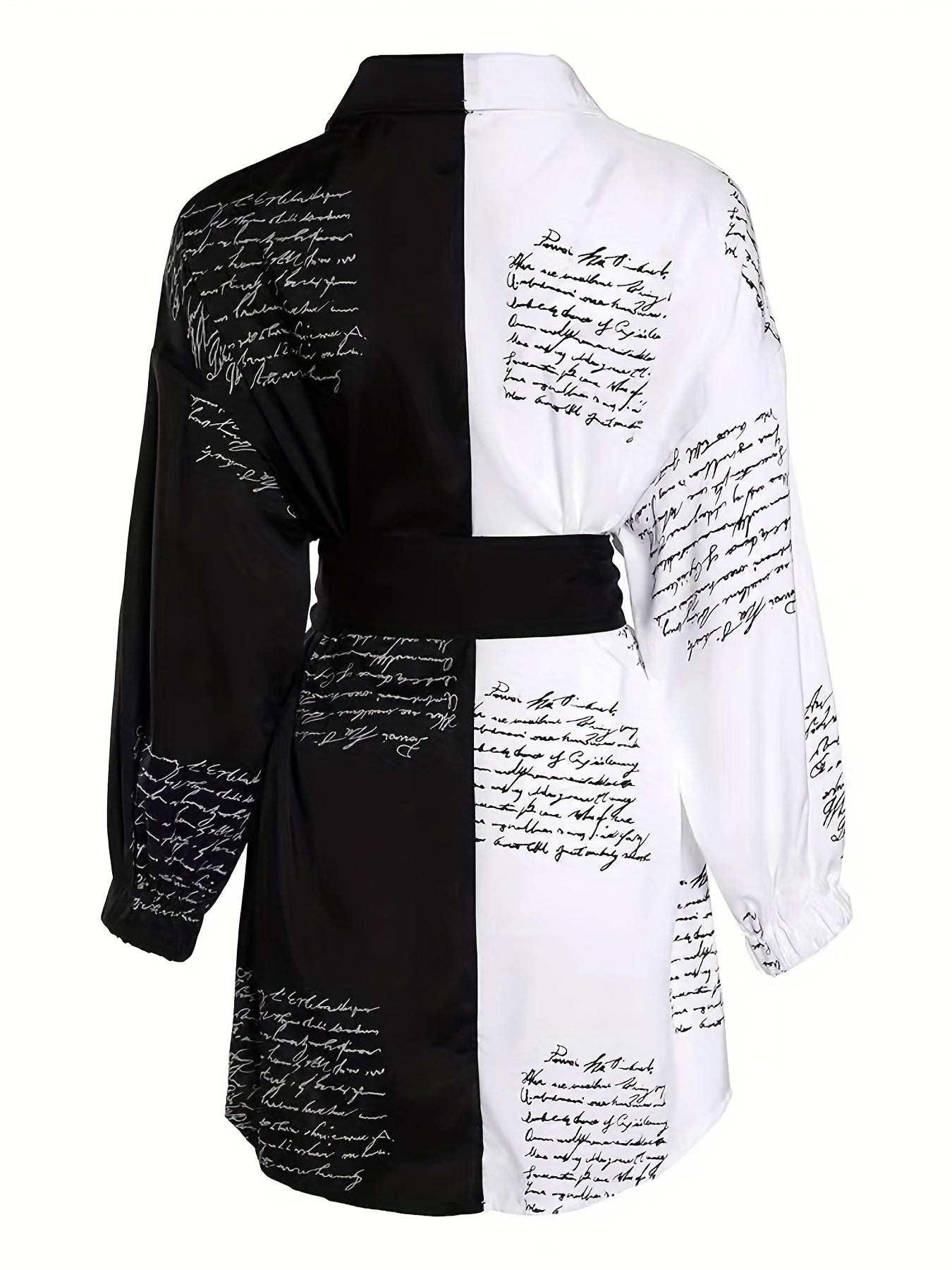 Women's Art Letter Print Shirt Dress With Belt