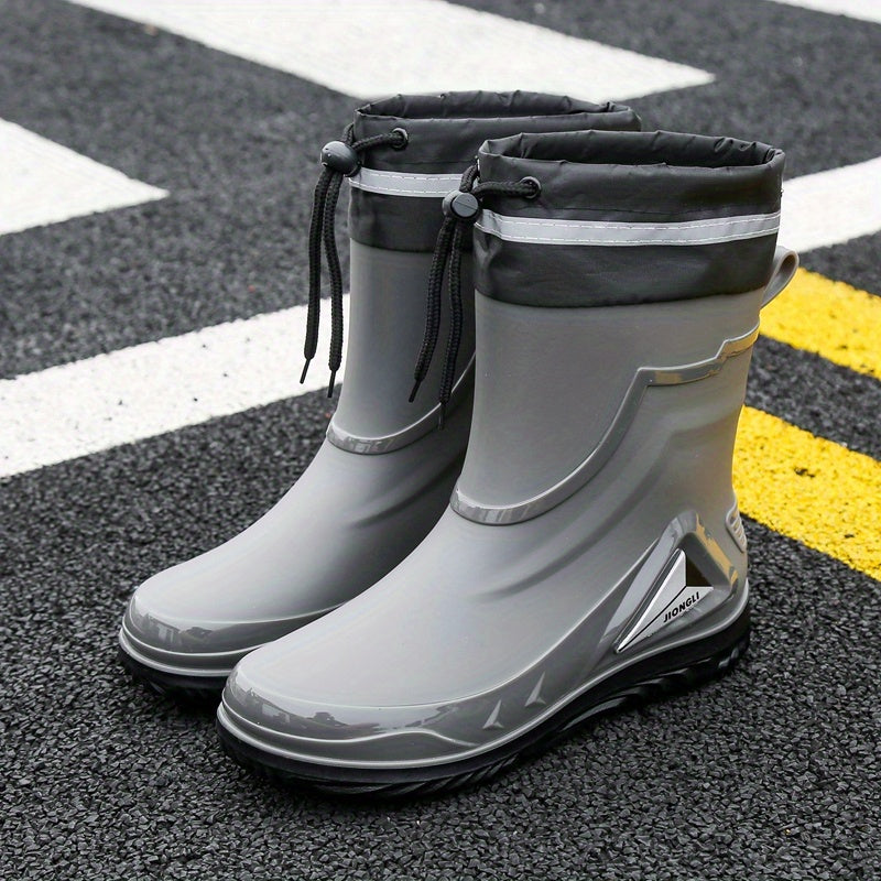 Men's PVC Rain Boots Adjustable Buckle Comfy Non Slip Shoes