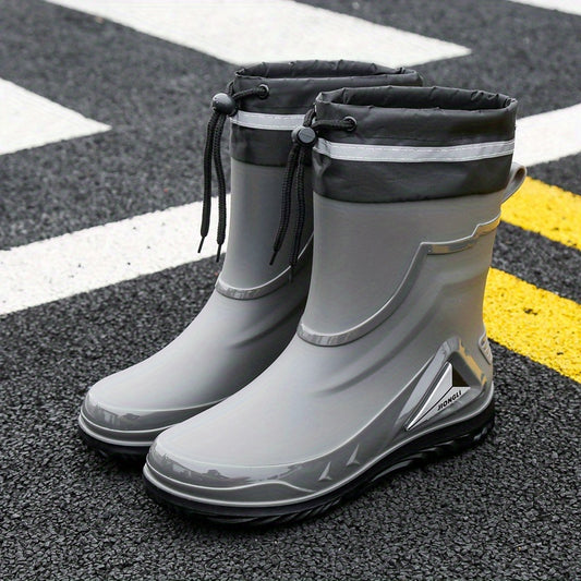 Men's PVC Rain Boots Adjustable Buckle Comfy Non Slip Shoes
