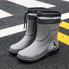 Men's PVC Rain Boots Adjustable Buckle Comfy Non Slip Shoes