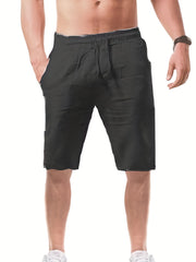 Cotton Drawstring Shorts Men's Summer Casual Beach Resort Solid Waist