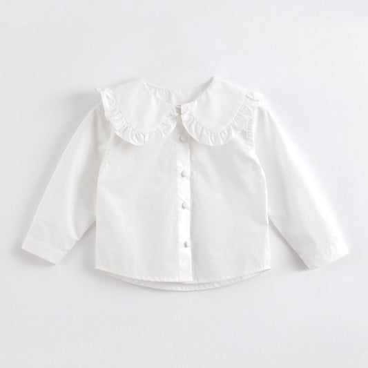 MARC&JANIE Girls Lace Lapel Cotton Shirt