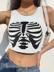 Skeleton Print Tank Top Sleeveless Summer Tank Top Women's Clothing