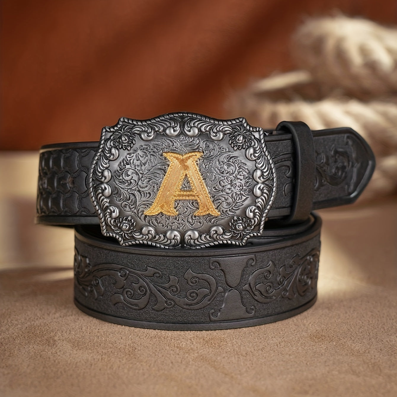 Men's Casual Letter PU Leather Belt