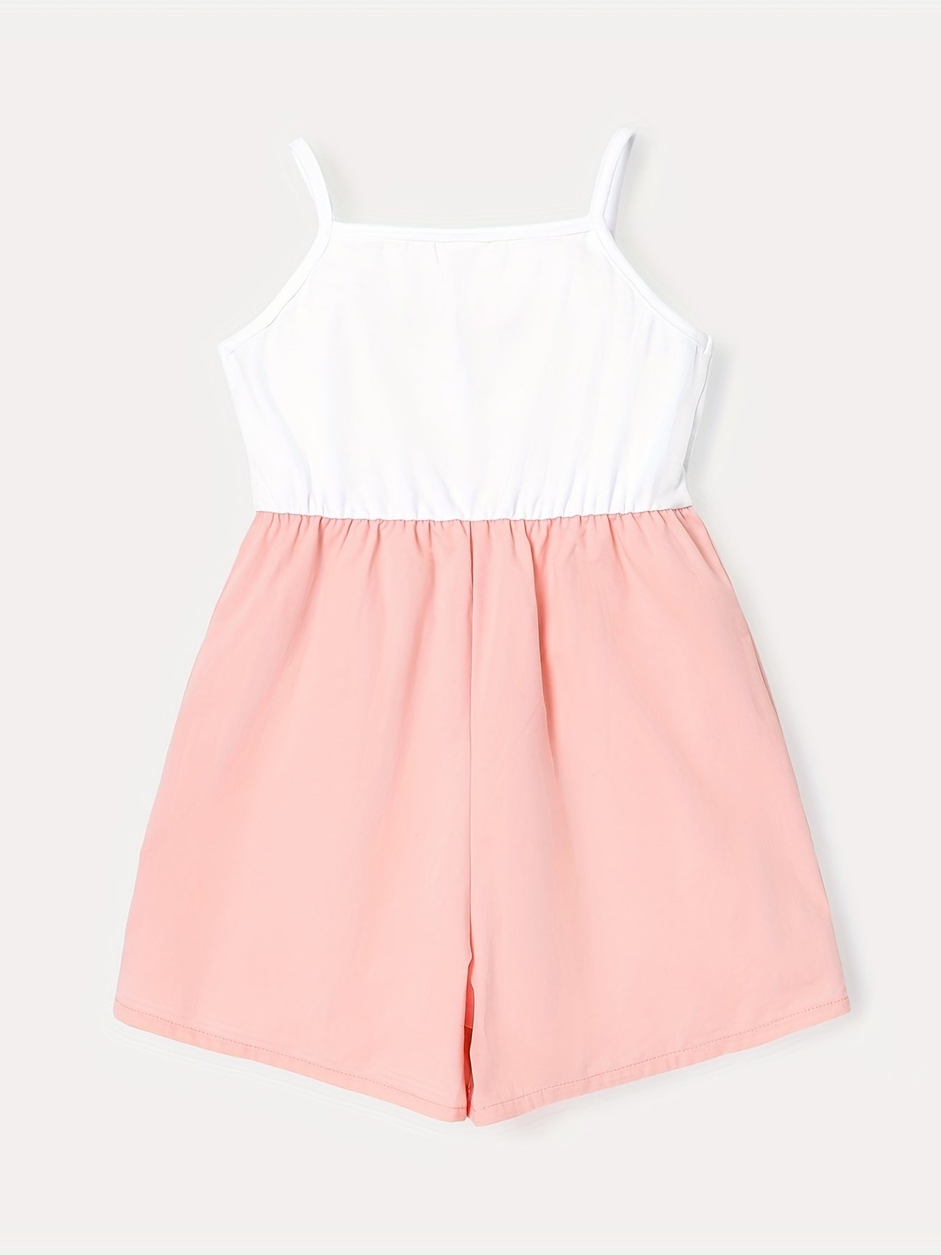 Girls Letter Graphic Bow Front Spliced Cami Rompers Kids Summer Clothes