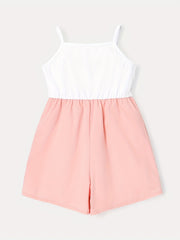 Girls Letter Graphic Bow Front Spliced Cami Rompers Kids Summer Clothes