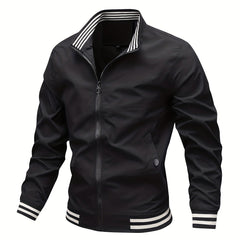 Men's Loose Casual Long Sleeve Striped Cuff Lightweight Jackets
