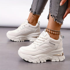 Women's Chunky Lace Up Sneakers Height Increased Casual Fashion Shoes