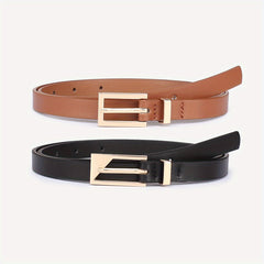 Golden Square Buckle PU Leather Belt for Girls