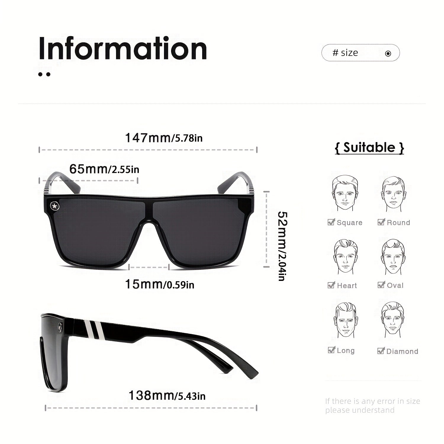 Men's Square Frame Polarized Sunglasses UV Protection