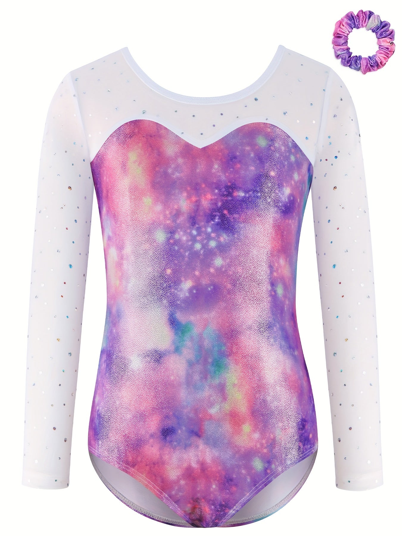 Girls Sequin Long Sleeve Starry Sky Leotard for Ballet Dance