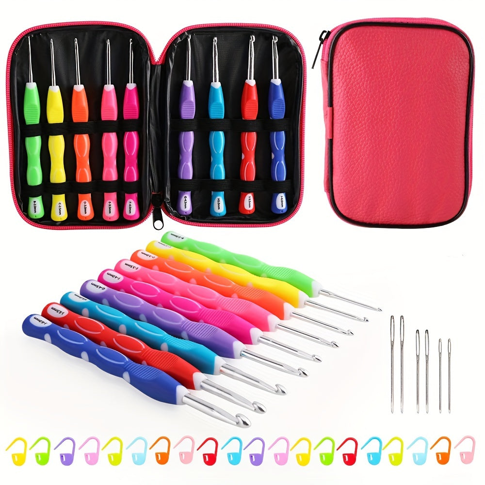2mm 6mm Portable Crochet Set with Powder Bag Soft Handle Ergonomic Handle