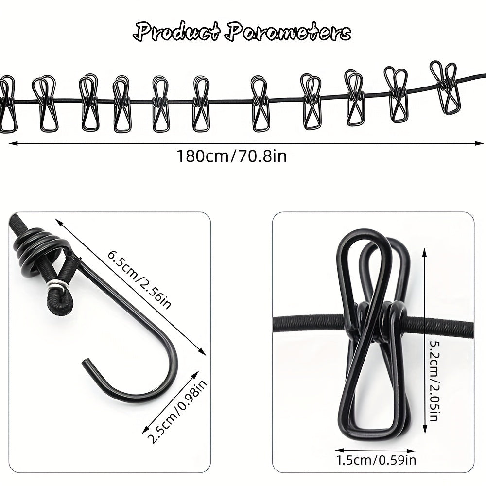 Portable Clothesline with 12 Clothespins Lightweight Travel Line